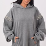 Gray hoodie with diamond straps on the shoulders