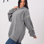 Gray hoodie with diamond straps on the shoulders